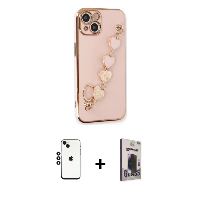 MARSİLYAN™- iPhone 14 Kılıf Nova Işık Prime - Siyah Bilvis Hayalet Cam Ekran Koruyucu + Shine Kamera Lens - SH