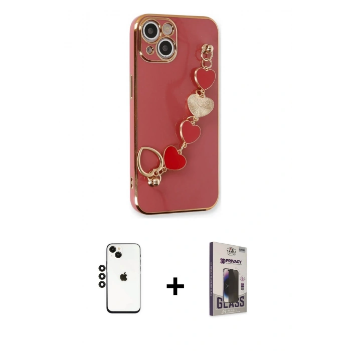 MARSİLYAN™- iPhone 14 Kılıf Nova Işık Prime - Siyah Bilvis Hayalet Cam Ekran Koruyucu + Shine Kamera Lens - SH