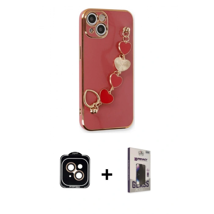 MARSİLYAN™- iPhone 14 Kılıf Nova Işık Prime - Siyah Bilvis Hayalet Cam Ekran Koruyucu + PVD Metal Kamera Lens - TU