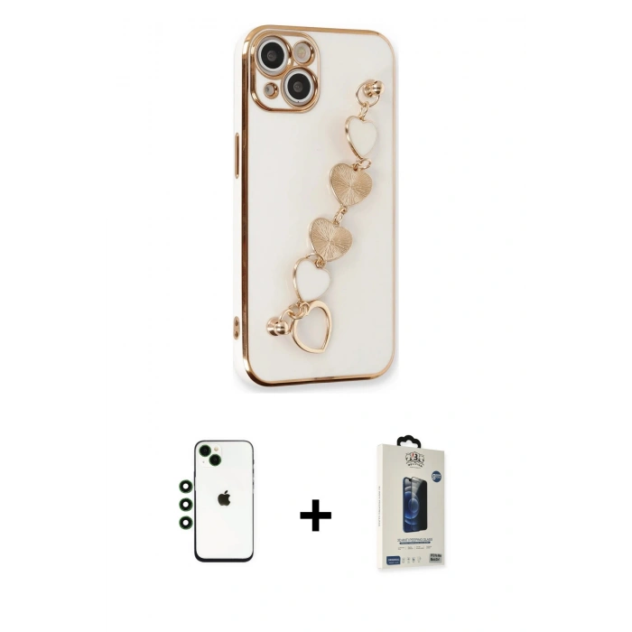 MARSİLYAN™- iPhone 14 Kılıf Nova Işık Prime - Siyah Bilvis Hayalet Cam Ekran Koruyucu + Shine Kamera Lens - YL