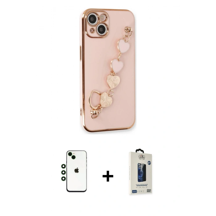 MARSİLYAN™- iPhone 14 Kılıf Nova Işık Prime - Siyah Bilvis Hayalet Cam Ekran Koruyucu + Shine Kamera Lens - YL