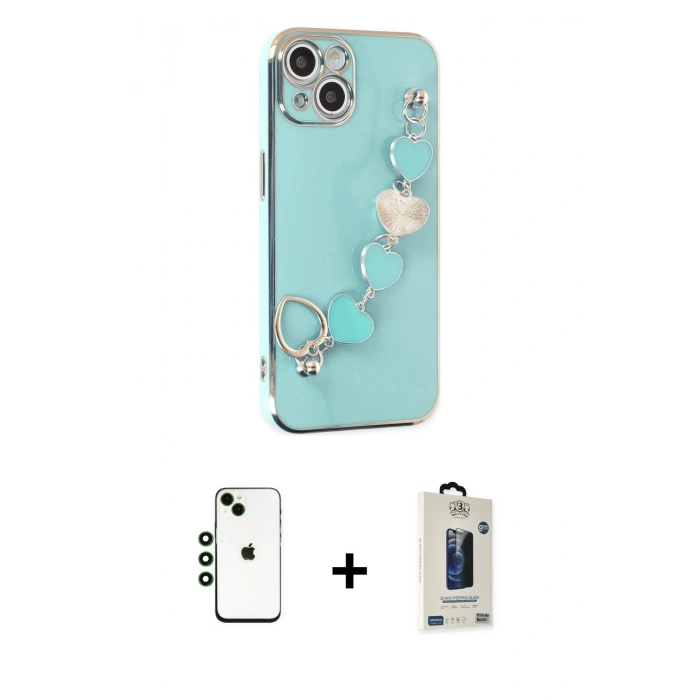 MARSİLYAN™- iPhone 14 Kılıf Nova Işık Prime - Siyah Bilvis Hayalet Cam Ekran Koruyucu + Shine Kamera Lens - YL