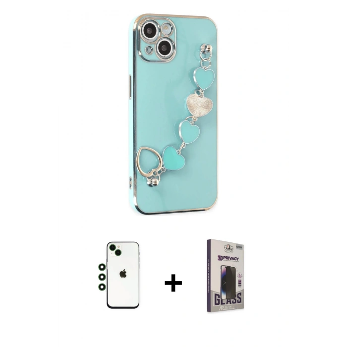 MARSİLYAN™- iPhone 14 Kılıf Nova Işık Prime - Siyah Bilvis Hayalet Cam Ekran Koruyucu + Shine Kamera Lens - YL