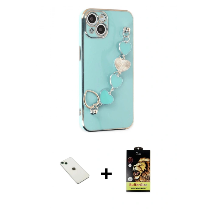 MARSİLYAN™- iPhone 14 Kılıf Nova Işık Prime - Siyah Buffer Cam Ekran Koruyucu + Diamond Kamera Lens - YL