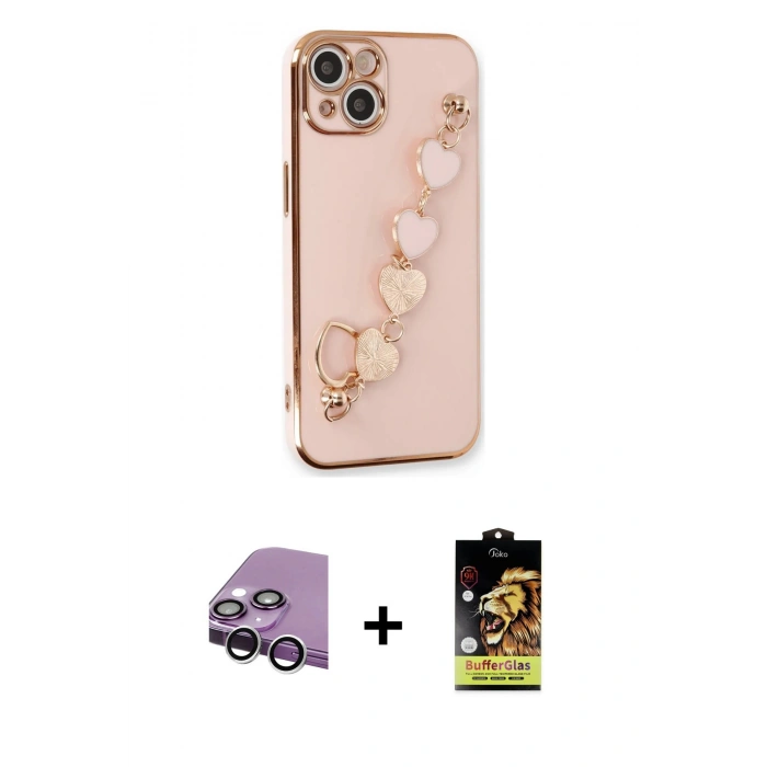 MARSİLYAN™- iPhone 14 Kılıf Nova Işık Prime - Siyah Buffer Cam Ekran Koruyucu + Raze Metal Kamera Lens - GS