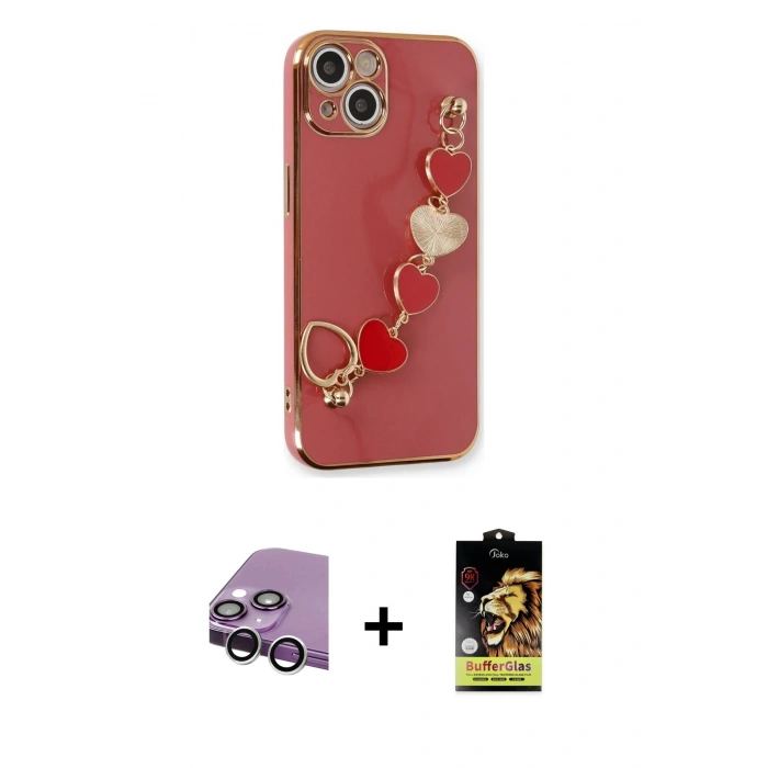 MARSİLYAN™- iPhone 14 Kılıf Nova Işık Prime - Siyah Buffer Cam Ekran Koruyucu + Raze Metal Kamera Lens - GS