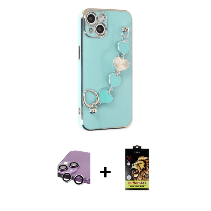 MARSİLYAN™- iPhone 14 Kılıf Nova Işık Prime - Siyah Buffer Cam Ekran Koruyucu + Raze Metal Kamera Lens - GS