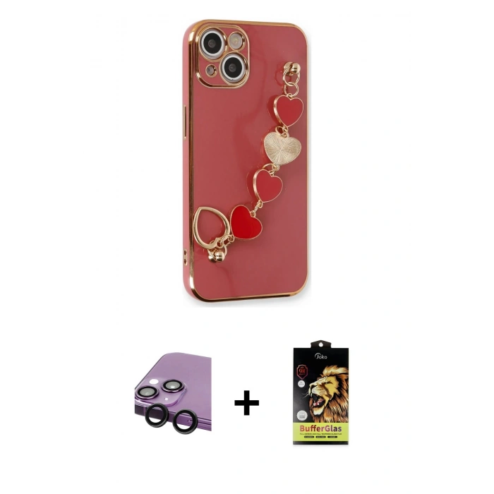 MARSİLYAN™- iPhone 14 Kılıf Nova Işık Prime - Siyah Buffer Cam Ekran Koruyucu + Raze Metal Kamera Lens - SH