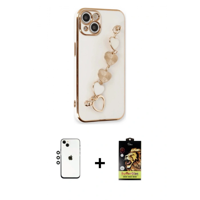 MARSİLYAN™- iPhone 14 Kılıf Nova Işık Prime - Siyah Buffer Cam Ekran Koruyucu + Shine Kamera Lens - GS
