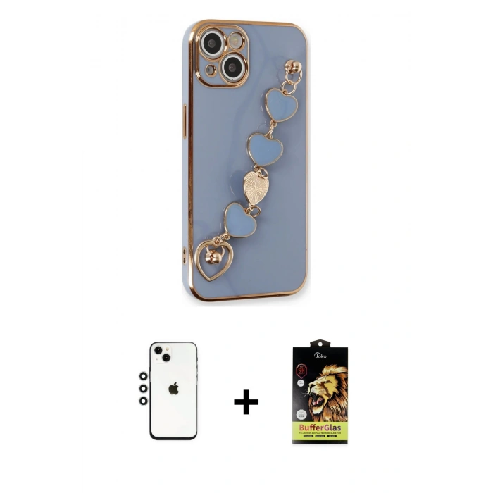 MARSİLYAN™- iPhone 14 Kılıf Nova Işık Prime - Siyah Buffer Cam Ekran Koruyucu + Shine Kamera Lens - GS