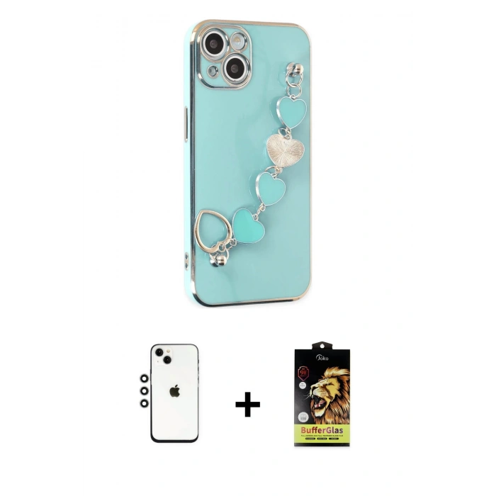 MARSİLYAN™- iPhone 14 Kılıf Nova Işık Prime - Siyah Buffer Cam Ekran Koruyucu + Shine Kamera Lens - GS