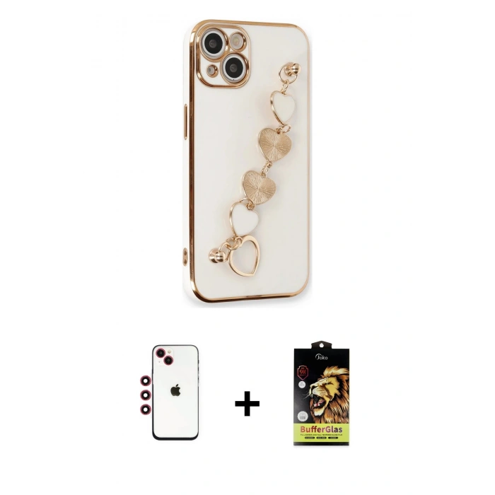 MARSİLYAN™- iPhone 14 Kılıf Nova Işık Prime - Siyah Buffer Cam Ekran Koruyucu + Shine Kamera Lens - KI