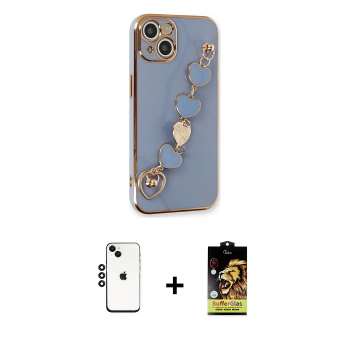 MARSİLYAN™- iPhone 14 Kılıf Nova Işık Prime - Siyah Buffer Cam Ekran Koruyucu + Shine Kamera Lens - SH