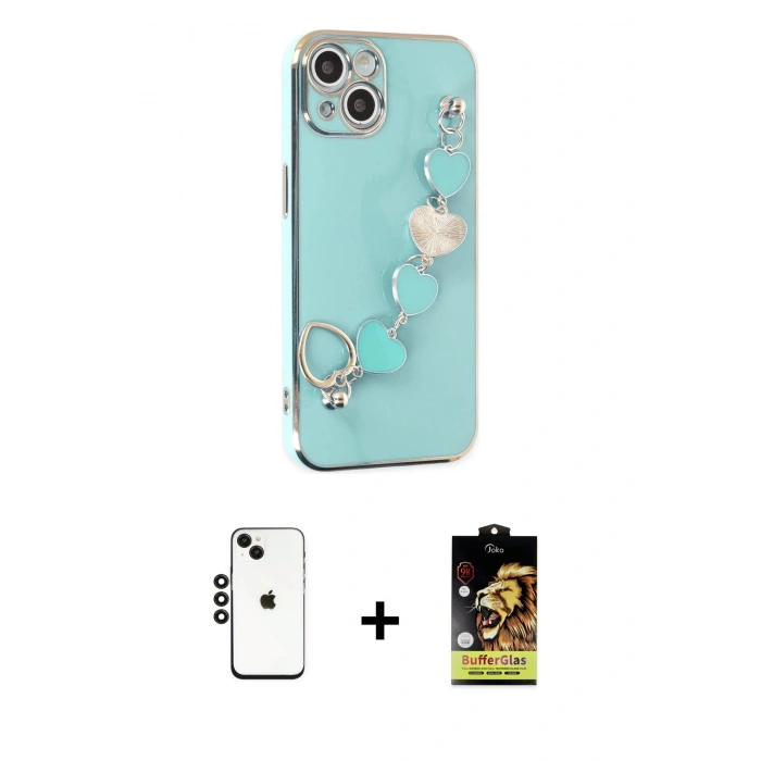 MARSİLYAN™- iPhone 14 Kılıf Nova Işık Prime - Siyah Buffer Cam Ekran Koruyucu + Shine Kamera Lens - SH