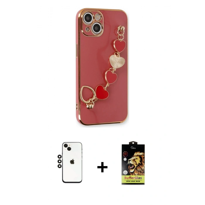 MARSİLYAN™- iPhone 14 Kılıf Nova Işık Prime - Siyah Buffer Cam Ekran Koruyucu + Shine Kamera Lens - SH