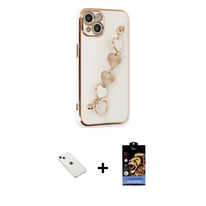 MARSİLYAN™- iPhone 14 Kılıf Nova Işık Prime - Siyah Buffer Hayalet Cam Ekran Koruyucu + Diamond Kamera Lens - YL