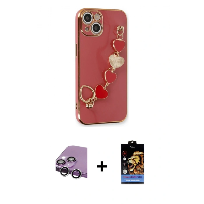 MARSİLYAN™- iPhone 14 Kılıf Nova Işık Prime - Siyah Buffer Hayalet Cam Ekran Koruyucu + Gümüş Raze Metal Kamera Lens