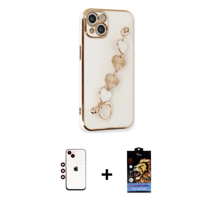 MARSİLYAN™- iPhone 14 Kılıf Nova Işık Prime - Siyah Buffer Hayalet Cam Ekran Koruyucu + Shine Kamera Lens - KI