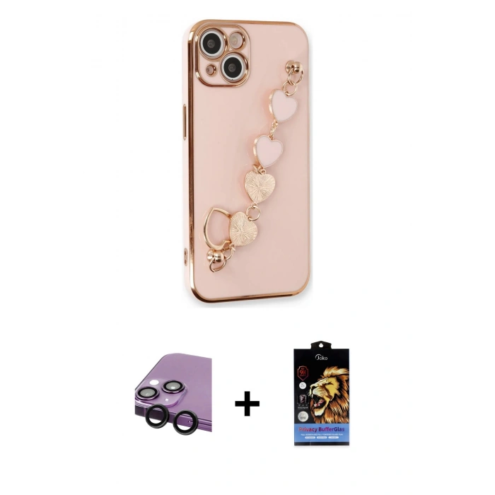 MARSİLYAN™- iPhone 14 Kılıf Nova Işık Prime - Siyah Buffer Hayalet Cam Ekran Koruyucu + Raze Metal Kamera Lens - SH