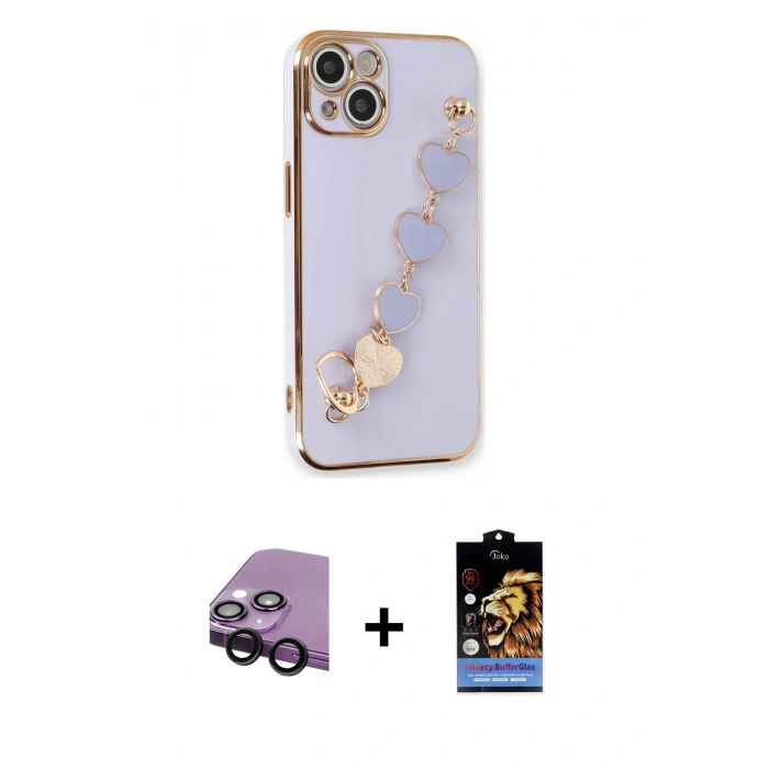 MARSİLYAN™- iPhone 14 Kılıf Nova Işık Prime - Siyah Buffer Hayalet Cam Ekran Koruyucu + Raze Metal Kamera Lens - SH