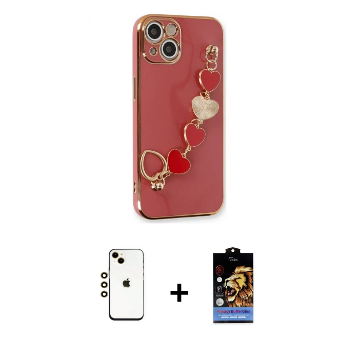MARSİLYAN™- iPhone 14 Kılıf Nova Işık Prime - Siyah Buffer Hayalet Cam Ekran Koruyucu + Shine Kamera Lens - GD