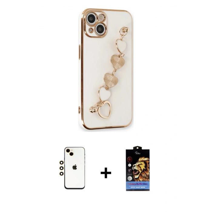 MARSİLYAN™- iPhone 14 Kılıf Nova Işık Prime - Siyah Buffer Hayalet Cam Ekran Koruyucu + Shine Kamera Lens - GD
