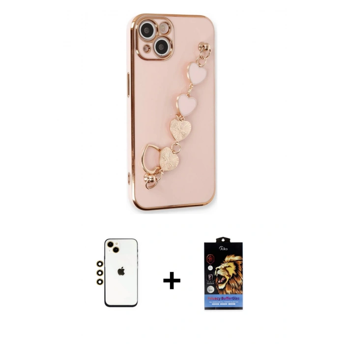 MARSİLYAN™- iPhone 14 Kılıf Nova Işık Prime - Siyah Buffer Hayalet Cam Ekran Koruyucu + Shine Kamera Lens - GD