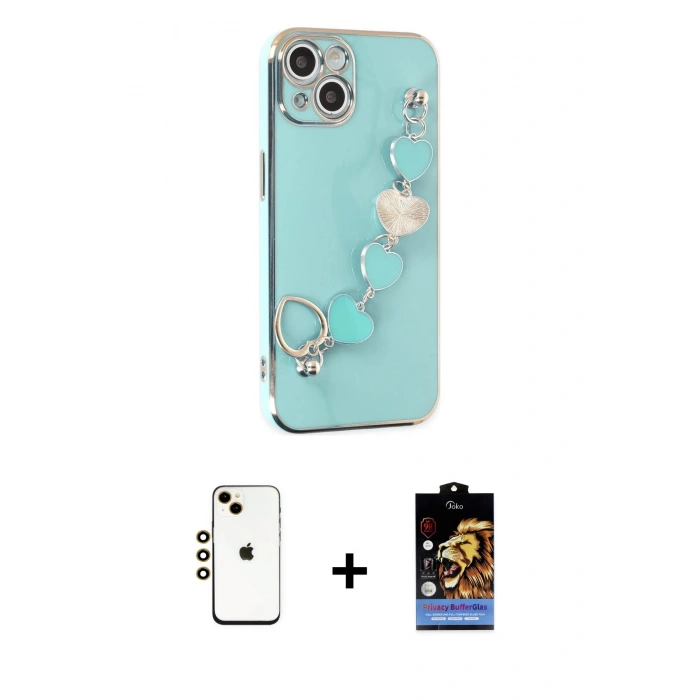 MARSİLYAN™- iPhone 14 Kılıf Nova Işık Prime - Siyah Buffer Hayalet Cam Ekran Koruyucu + Shine Kamera Lens - GD