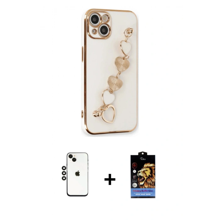 MARSİLYAN™- iPhone 14 Kılıf Nova Işık Prime - Siyah Buffer Hayalet Cam Ekran Koruyucu + Shine Kamera Lens - SH