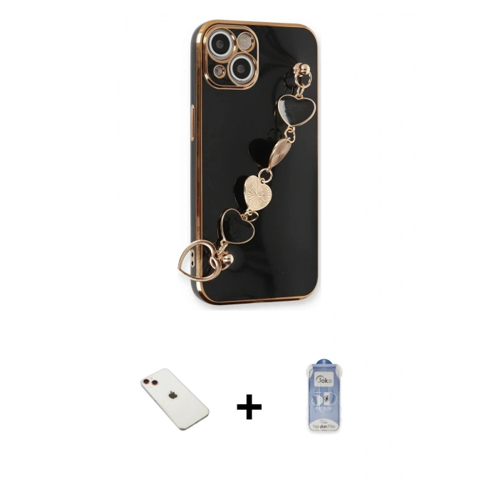 MARSİLYAN™- iPhone 14 Kılıf Nova Işık Prime - Siyah Joko Magic 5D Cam + Diamond Kamera Lens - KI