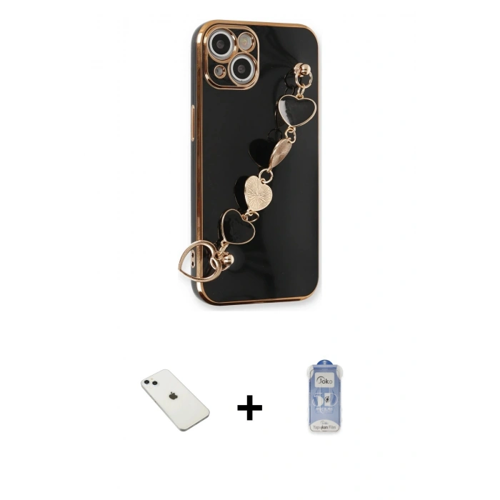 MARSİLYAN™- iPhone 14 Kılıf Nova Işık Prime - Siyah Joko Magic 5D Cam + Diamond Kamera Lens - SABE