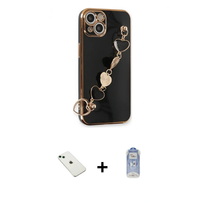 MARSİLYAN™- iPhone 14 Kılıf Nova Işık Prime - Siyah Joko Magic 5D Cam + Diamond Kamera Lens - YL