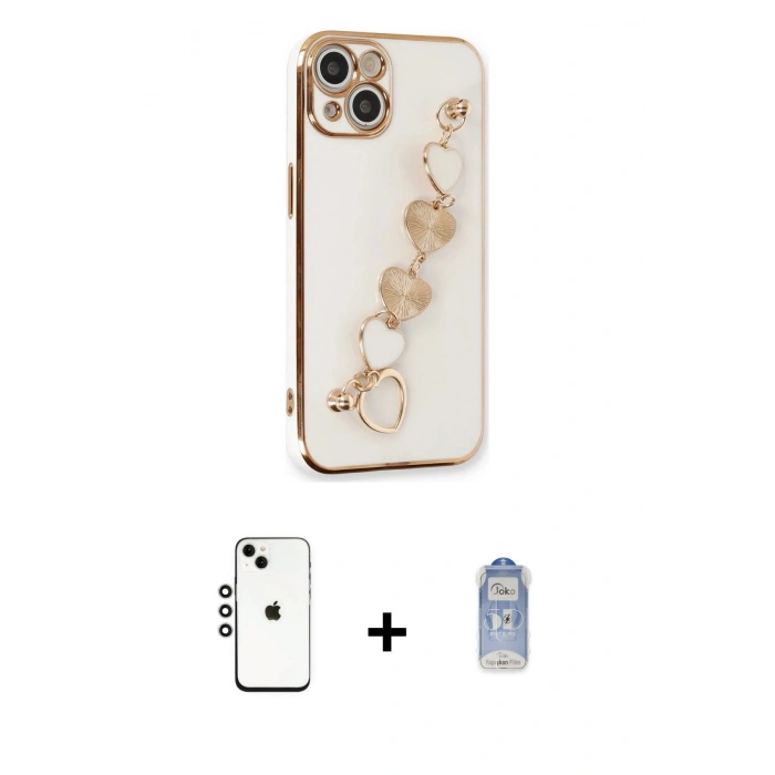 MARSİLYAN™- iPhone 14 Kılıf Nova Işık Prime - Siyah Joko Magic 5D Cam + Gümüş Shine Kamera Lens