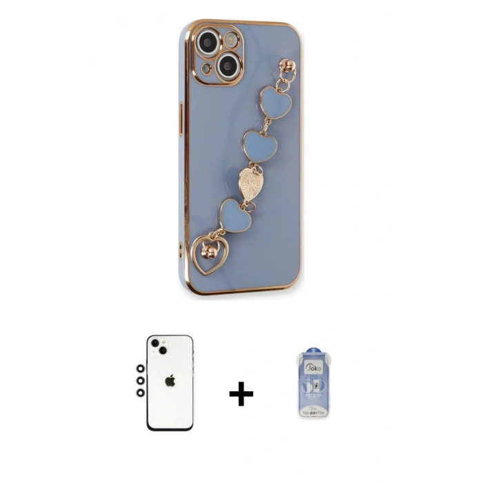 MARSİLYAN™- iPhone 14 Kılıf Nova Işık Prime - Siyah Joko Magic 5D Cam + Gümüş Shine Kamera Lens
