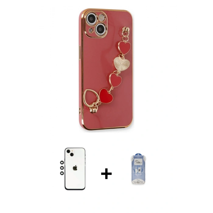 MARSİLYAN™- iPhone 14 Kılıf Nova Işık Prime - Siyah Joko Magic 5D Cam + Gümüş Shine Kamera Lens