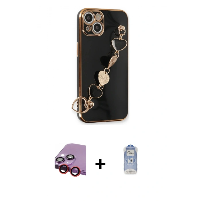 MARSİLYAN™- iPhone 14 Kılıf Nova Işık Prime - Siyah Joko Magic 5D Cam + Raze Metal Kamera Lens - KI