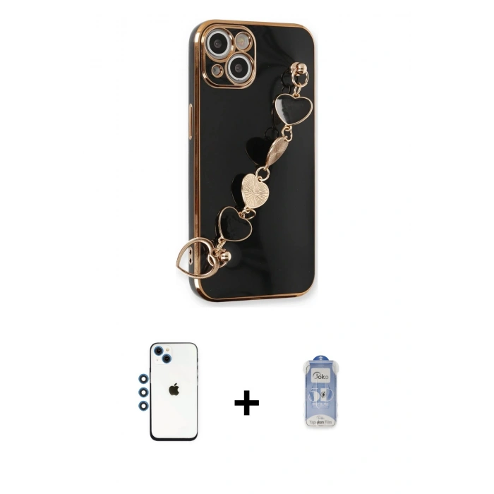 MARSİLYAN™- iPhone 14 Kılıf Nova Işık Prime - Siyah Joko Magic 5D Cam + Shine Kamera Lens - MI