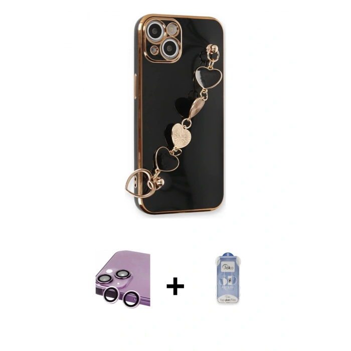 MARSİLYAN™- iPhone 14 Kılıf Nova Işık Prime - Siyah Joko Magic 5D Cam + Raze Metal Kamera Lens - MR