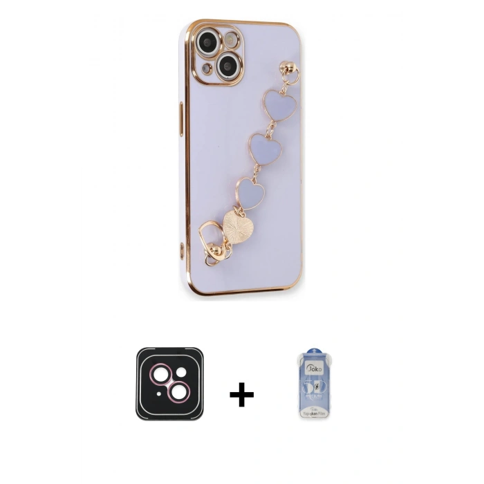 MARSİLYAN™- iPhone 14 Kılıf Nova Işık Prime - Siyah Joko Magic 5D Cam + PVD Metal Kamera Lens - PE