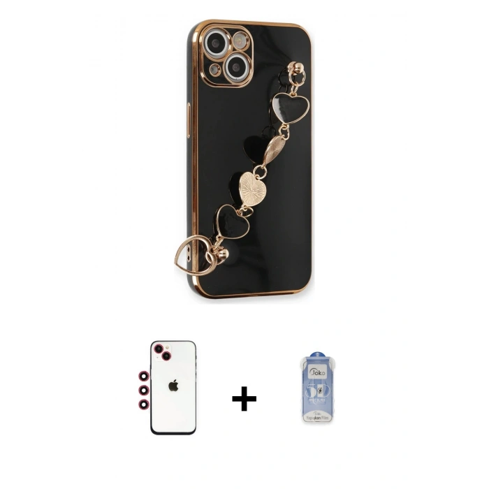 MARSİLYAN™- iPhone 14 Kılıf Nova Işık Prime - Siyah Joko Magic 5D Cam + Shine Kamera Lens - KI