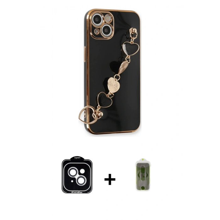 MARSİLYAN™- iPhone 14 Kılıf Nova Işık Prime - Siyah Joko Magic 5D Hayalet Cam + PVD Metal Kamera Lens - GS