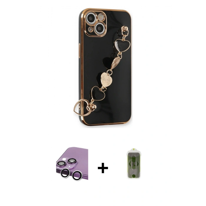MARSİLYAN™- iPhone 14 Kılıf Nova Işık Prime - Siyah Joko Magic 5D Hayalet Cam + Raze Metal Kamera Lens - GS