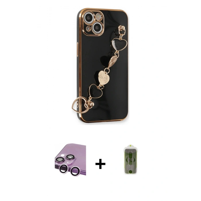 MARSİLYAN™- iPhone 14 Kılıf Nova Işık Prime - Siyah Joko Magic 5D Hayalet Cam + Raze Metal Kamera Lens - MR