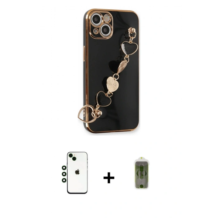 MARSİLYAN™- iPhone 14 Kılıf Nova Işık Prime - Siyah Joko Magic 5D Hayalet Cam + Shine Kamera Lens - YL