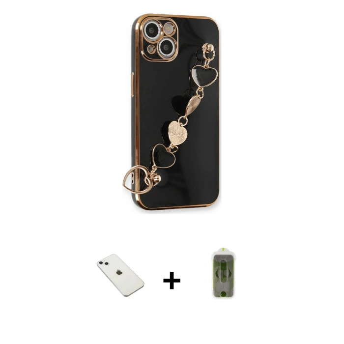 MARSİLYAN™- iPhone 14 Kılıf Nova Işık Prime - Siyah Joko Magic 5D Hayalet Cam + Diamond Kamera Lens - SABE