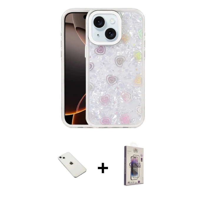 MARSİLYAN™- iPhone 14 Kılıf Odak Prime - Siyah Bilvis 3D Cam Ekran Koruyucu + Diamond Kamera Lens - SABE