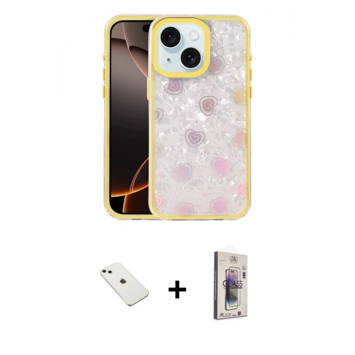 MARSİLYAN™- iPhone 14 Kılıf Odak Prime - Siyah Bilvis 3D Cam Ekran Koruyucu + Diamond Kamera Lens - SABE
