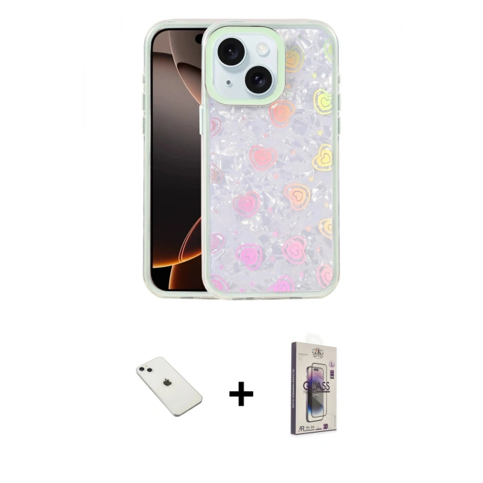 MARSİLYAN™- iPhone 14 Kılıf Odak Prime - Siyah Bilvis 3D Cam Ekran Koruyucu + Diamond Kamera Lens - SABE