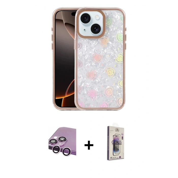 MARSİLYAN™- iPhone 14 Kılıf Odak Prime - Siyah Bilvis 3D Cam Ekran Koruyucu + Raze Metal Kamera Lens - MR