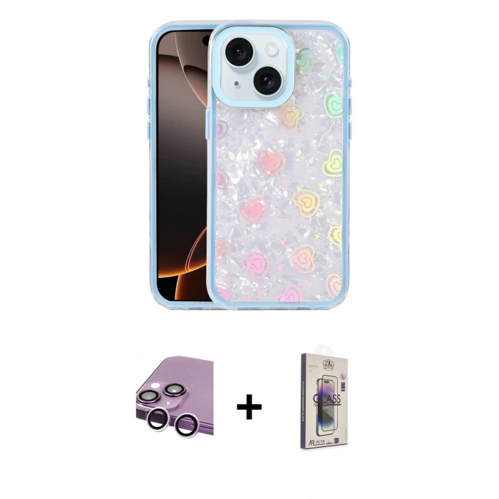 MARSİLYAN™- iPhone 14 Kılıf Odak Prime - Siyah Bilvis 3D Cam Ekran Koruyucu + Raze Metal Kamera Lens - MR